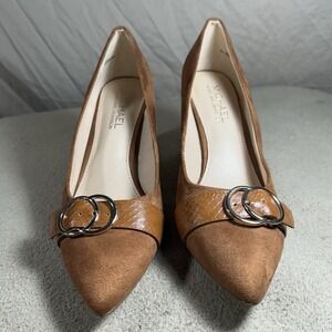 MICHAEL Michael Shannon Isabella Womens 8 Brown Faux Suede Block Heels